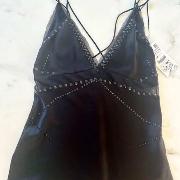 BLACK SATIN CAMISOLE/ TANK TOP - Picture 4 of 4